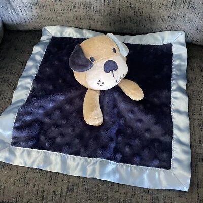 Garanimals Puppy Dog Plush Minky Dot Satin Baby Security Blanket Lovey Navy Blue - Image 1 of 4