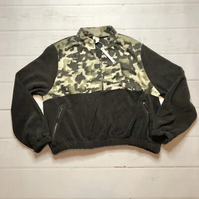 NUEVO CON ETIQUETAS - ASOS - Chaqueta pulóver polar negra y camuflada para mujer - Talla 12 Petite Foto 1 de 4