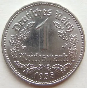 Münze Deutsches Reich 3. Reich 1 Reichsmark 1938 G in fast Stempelglanz - Bild 1 von 2