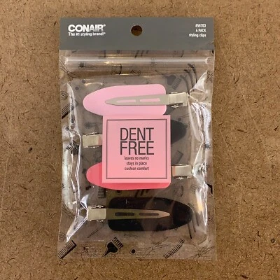 Conair Women's Pink Black 4 Piece Dent Free Styling Clips NWT - Image 1 of 4