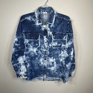 NWT ELAN Women's Rock and Roll Tie-dye Distressed Shacket Size M Jacket - Picture 1 of 9