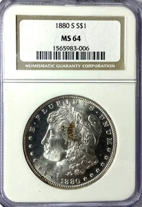 1880 S 1 Dollar Morgan Silber Dollar MS64 NGC San Francisco Old Holder - Bild 1 von 2