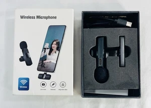 Wireless Microphone Lavalier Mic Vlog Interview Live Show Compatible with Phone - Picture 1 of 3