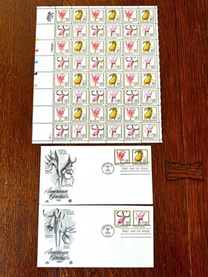 US 1984 Sc 2076-79 Orchids Full Pane of 48 MNH + 2 Artcraft Unaddressed FDCs  - Image 1 of 2