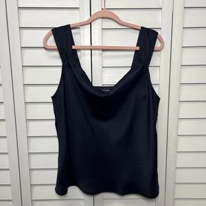 Top Banana Republic Satén Capucha Cuello Sin Mangas Talla Grande Preppy Azul Marino Nuevo con Etiquetas - Imagen 1 de 8
