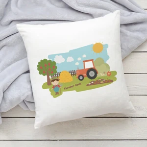 Personalised Cushion Pillow Case DAY ON THE FARM Kids Baby Nursery Decor Gift - Picture 1 of 3