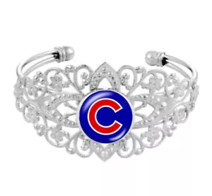 New Baseball Filigree Silver Adjustable Bangle Bracelet Free Shipping - Picture 1 of 4