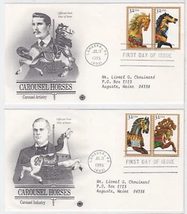 TurtlesTradingPost- Carousel Horses 1995- #2976-79 FDC Artcraft Variety Cachet - Picture 1 of 1