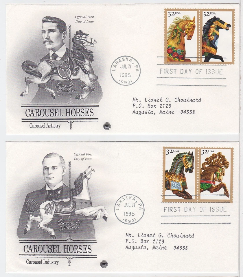 TurtlesTradingPost- Carousel Horses 1995- #2976-79 FDC Artcraft Variety Cachet - Image 1 of 1