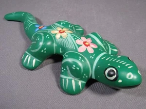 Cerámica mexicana Talavera verde gecko camaleón lagarto pintada a mano 7,5" - Imagen 1 de 7