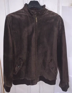 Eddie Bauer Seattle Suede Leather Jacket Mens XLarge Brown Full Zip Lined new - Picture 1 of 10