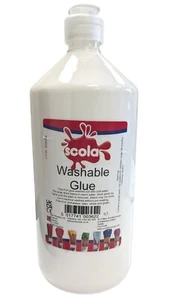 White PVA Glue 1L Scola Washable Non-Toxic Paper Cardmaking School Kids Craft - Picture 1 of 3