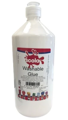 White PVA Glue 1L Scola Washable Non-Toxic Paper Cardmaking School Kids Craft