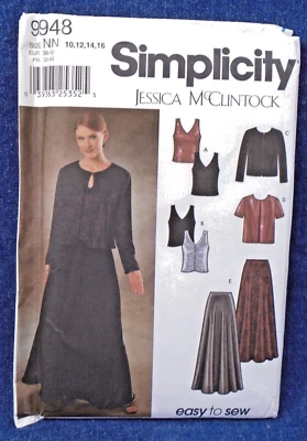 Vintage Y2K Pattern Simplicity 9948 Jessica McClintock Knit Evening Skirt Tops - Image 1 of 2