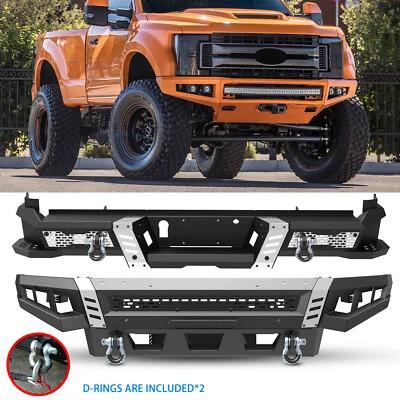 Parachoques delantero trasero 2017-2025 para Ford F250 F-350 Super Duty acero con placa de cabrestante Foto 1 de 4