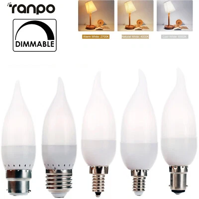 Dimmbare LED-Kerzenglühbirnen, Schraube, E27, E14, B22,3 W, 220 V, weiße Lampen - Bild 1 von 4