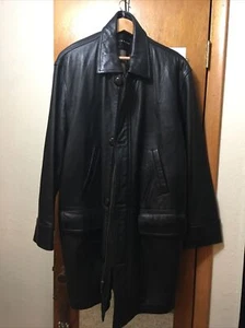 mens leather trench coat xl - Picture 1 of 8