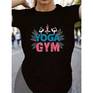 Yoga Fitness T-shirt, Women's Round Neck Short Sleeved, Suitable for Daily Wear - Picture 1 of 12