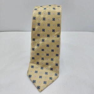 Meeting Street Mens Hand Made 100% Silk Tie Gold Blue Extra Long 66"x3.75" - Picture 1 of 3