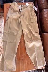 Vintage Men's Khaki Tan Baggy Skater Hip Hop High Rise Cargo Pants 34X32 Y2K - Picture 1 of 8