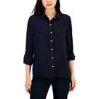 Tommy Hilfiger Womens Collared Button Down Top Blouse Shirt BHFO 7032