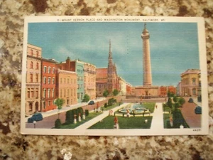 Mount Vernon Place, Washington Monument, Baltimore, Maryland, Postkarte - Bild 1 von 2