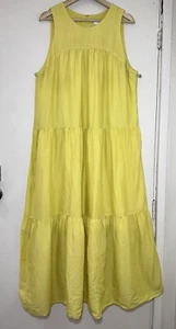 WITCHERY Linen Blend Yoke Tier Tiered Maxi Dress In Citron Size 16 #34690 - Picture 1 of 12