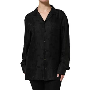 Dolce & Gabbana Top Negro Seda Dg Bordado Manga Larga IT40/US6/S 1880usd - Imagen 1 de 10