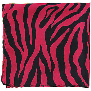 New polyester zebra animal print pocket square hankie handkerchief hot pink