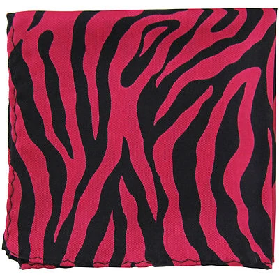 New polyester zebra animal print pocket square hankie handkerchief hot pink prom - Image 1 of 2