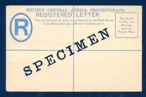 BRITISH CENTRAL AFRICA 4P REG ENVELOPE OVPT'D SPECIMEN - Picture 1 of 1