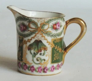 Antique Fine Royal Vienna Porcelain Coffee Cup Hand Painted Flowers w Gold Trim - Picture 1 of 8