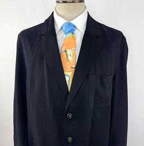 Tommy Bahama Mens Large 100% Silk Black Three Button Blazer - Picture 1 of 9