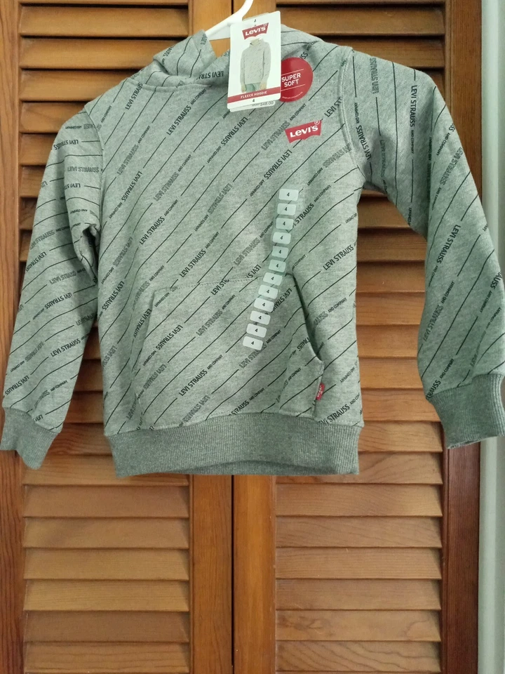 Levi's Youth Boys Fleece Pullover Hoodie Grey/Graphic Super Soft Size 10/12