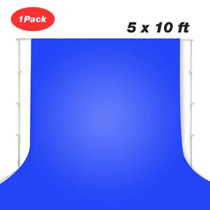 1Pack Photo Studio 5'ft. x 10' ft. Blue Backdrop Screen Muslin Simply dust off - Picture 1 of 5