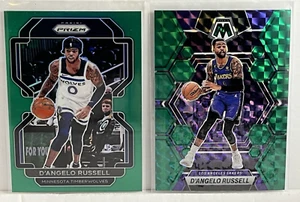 D'Angelo Russell Prizm GREEN HOLO Prizm #52 and Mosaic GREEN MOSAIC Prizm #190 - Picture 1 of 7
