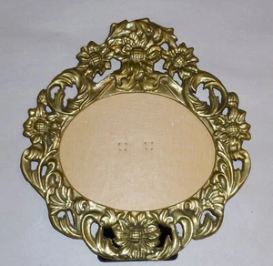 Vintage 1970er Hongkong massiver Messing verziert 7" Blumen Bilderrahmen - Bild 1 von 4
