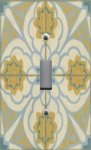 Light Switch Plate & Outlet Covers ITALIAN OLD WORLD TILE ~ BLUE BEIGE PATTERN 2 - Picture 1 of 26
