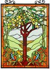 25" x 18" panneau vitraux style arbre de vie Tiffany avec chaîne