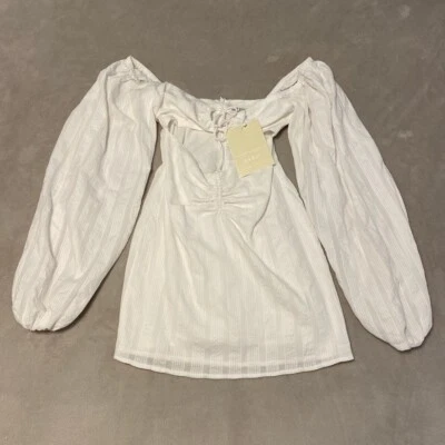 Vestido Sabo Addilyn Para Mujer Talla XS Blanco Rayas Manga Abullonada Cordones Nuevo Con Etiquetas Foto 1 de 4