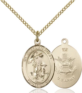 14K Gold gefüllt Schutzengel Armee Militär Soldat katholische Medaille Halskette - Bild 1 von 1