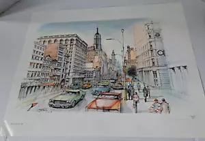 ROLF RAFFLEWSKI SIGNED City Street scene vintage cars NEW YORK CITY POSTER - Picture 1 of 8
