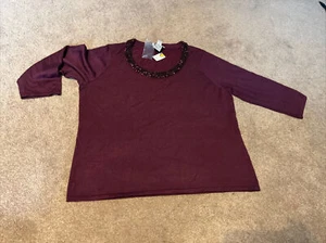 NWT Vintage Talbots Woman Petite 1XP Silk Blend Embellished Pullover Sweater - Picture 1 of 10