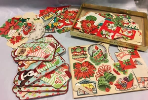 Verschiedene Vintage gummierte Weihnachtsaufkleber Siegel & Hund Geschenkanhänger Papier Urlaub Handwerk - Bild 1 von 3