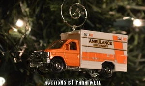 Custom Ford F350 Ambulance Rescue EMT Christmas Ornament 1/64 Scale Adorno F 350 - Picture 1 of 8