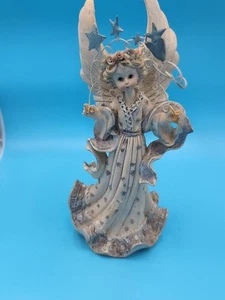 Porzellan 8" groß Engel Herz und Sterne lila - Bild 1 von 7