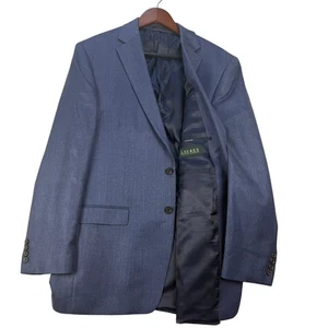 Ralph Lauren Herren Blau Fischgrät Seide Wollmischung Anzug Blazer Sakko Gr. 44 L - Bild 1 von 8