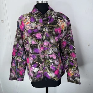 Chicos Art Jacke Gr. 2 launisch Goth Büste 44 Gypsy CottageCore rosa lila Boho - Bild 1 von 13