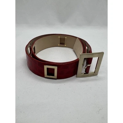 Michael Kors Leather Belt Size M Red Brass Gold Tone 42” Long - Image 1 of 4