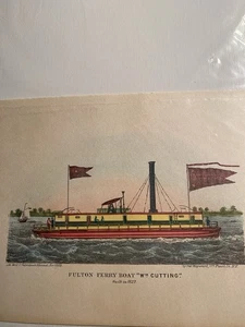 Fulton Ferry "Wm Cutting" 1859 George Hayward maritimer Farbdruck/6" x 8" - Bild 1 von 6